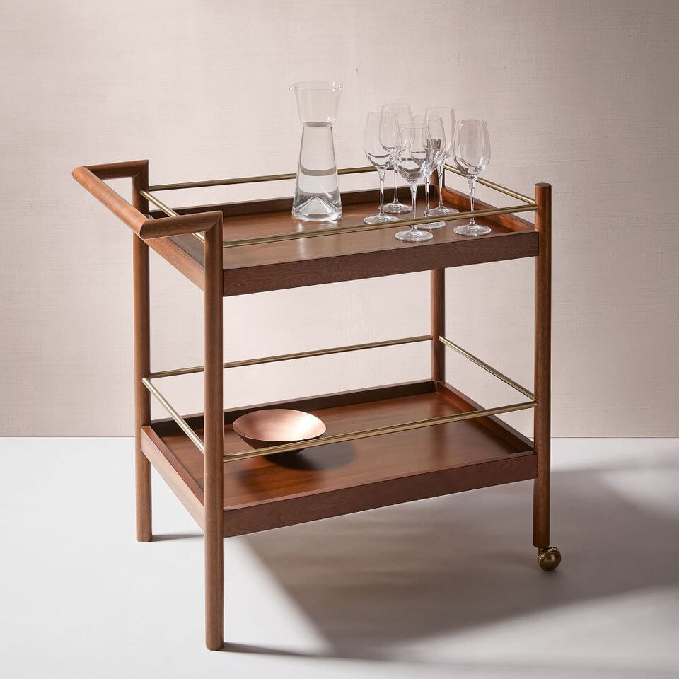 MidCentury Bar Cart Walnut west elm United Kingdom